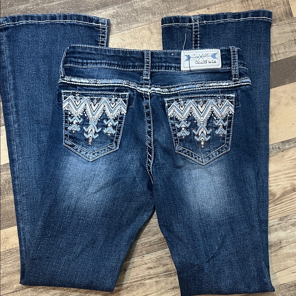 Grace in LA girls Boot Cut Jeans with Embroidery